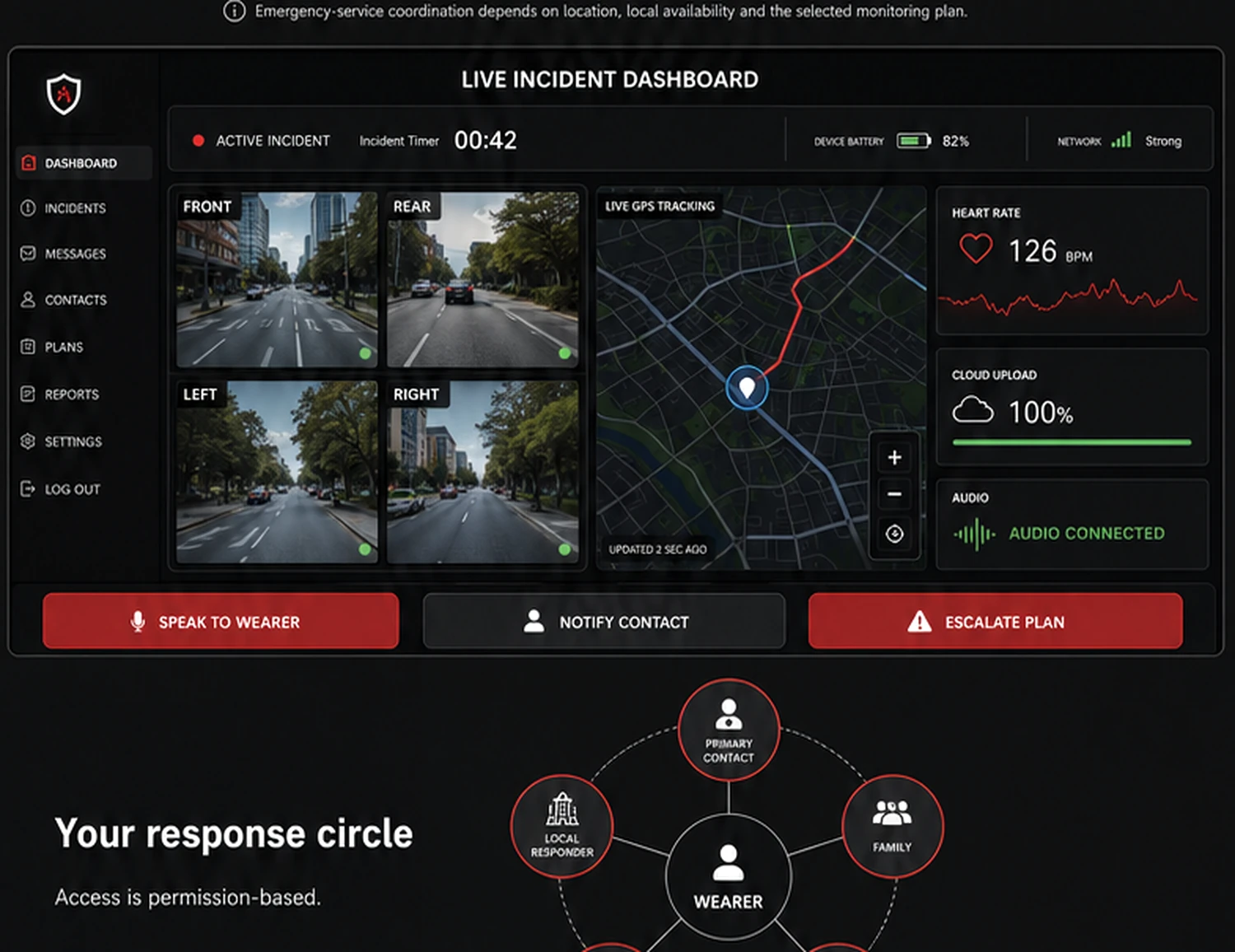 Live incident monitoring dashboard